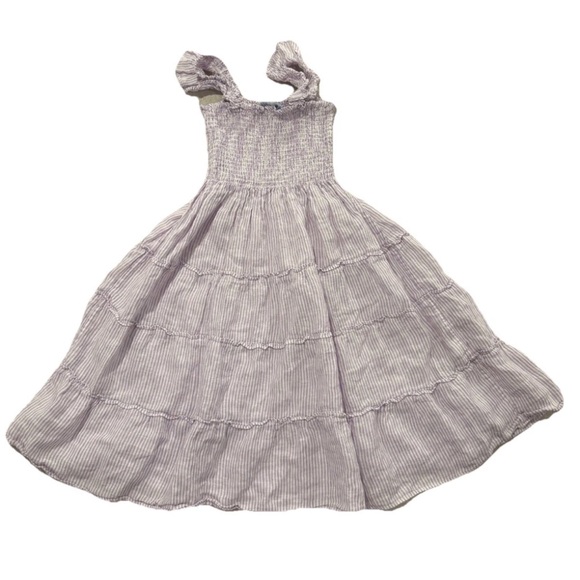 Hill House Girl Dress 100% Linen Purples Striped 11/12 Years - Picture 1 of 5